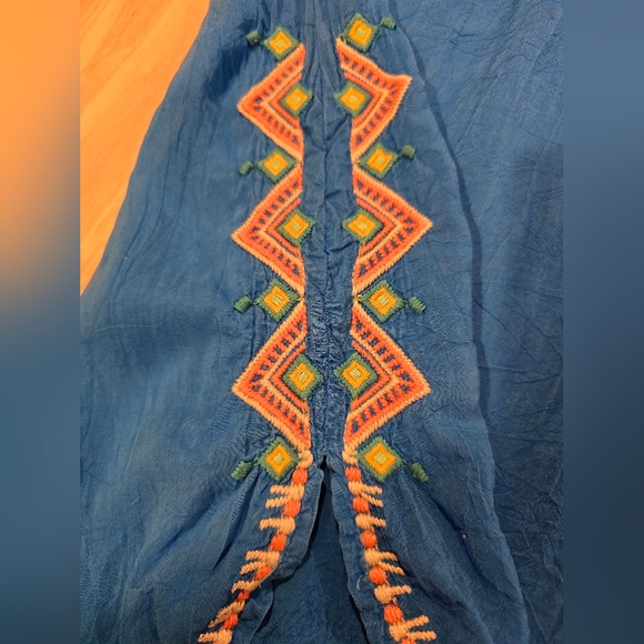 Johnny Was Vanessa Georgette Embroidered Flowy Tunic Top Blue Women's Sz Medium. - Picture 6 of 12